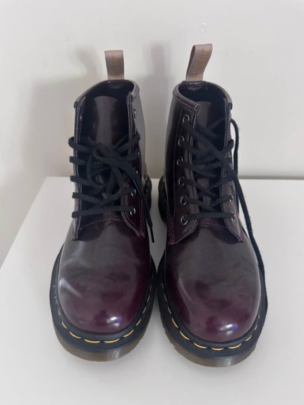 Dr. Martens cherry red vegan ankle boots size US 7 Women